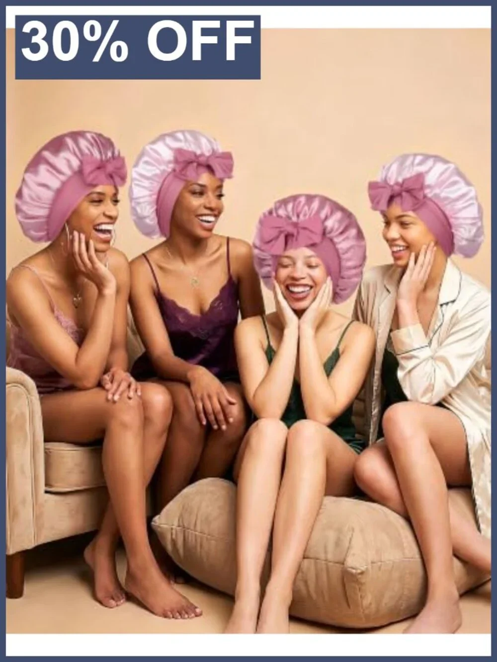 Double Layer Satin Bonnet for Sleeping, Hair Bonnet for Curly Hair, Silk Night